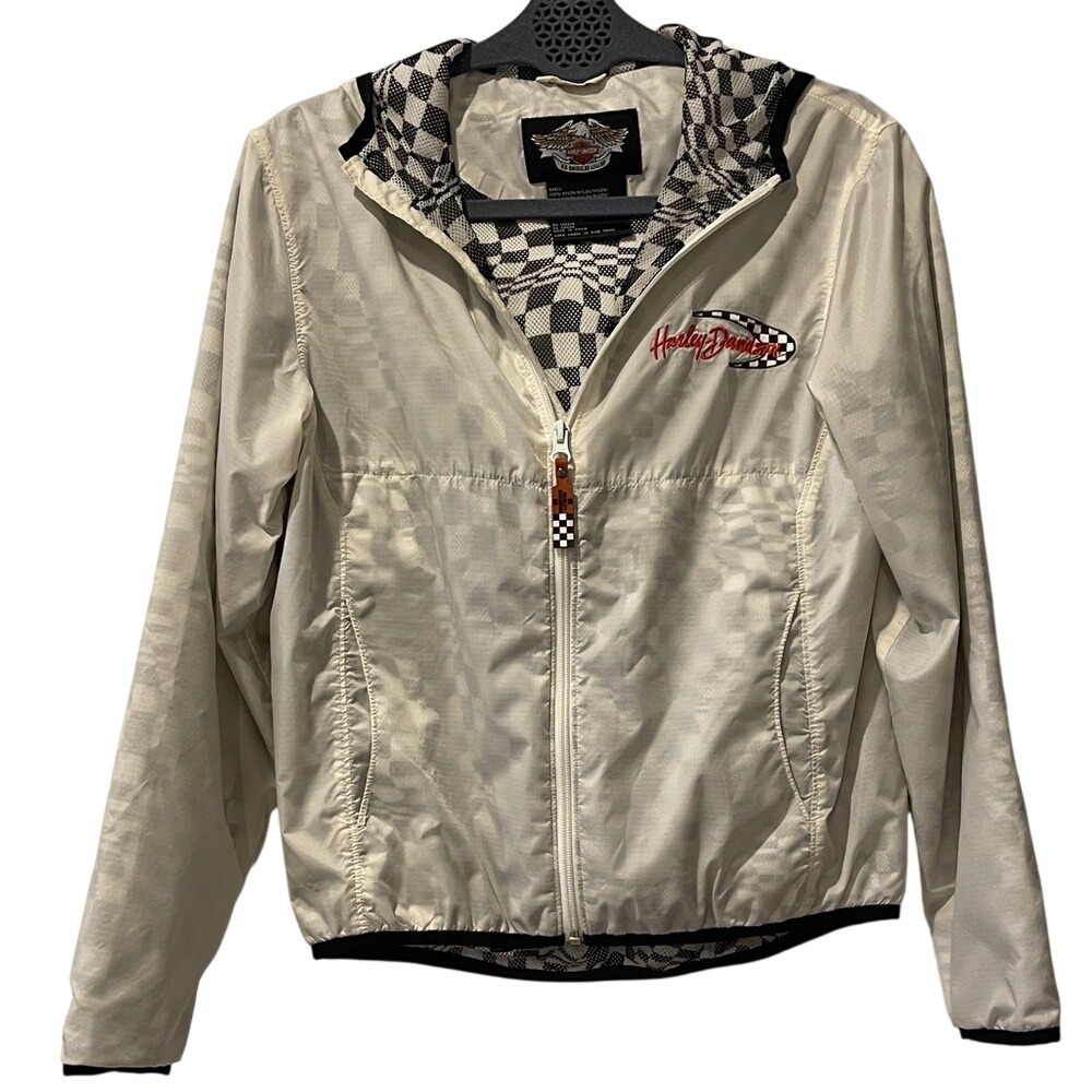 Harley-Davidson Women's White Zip Up Nylon Jacket XS
